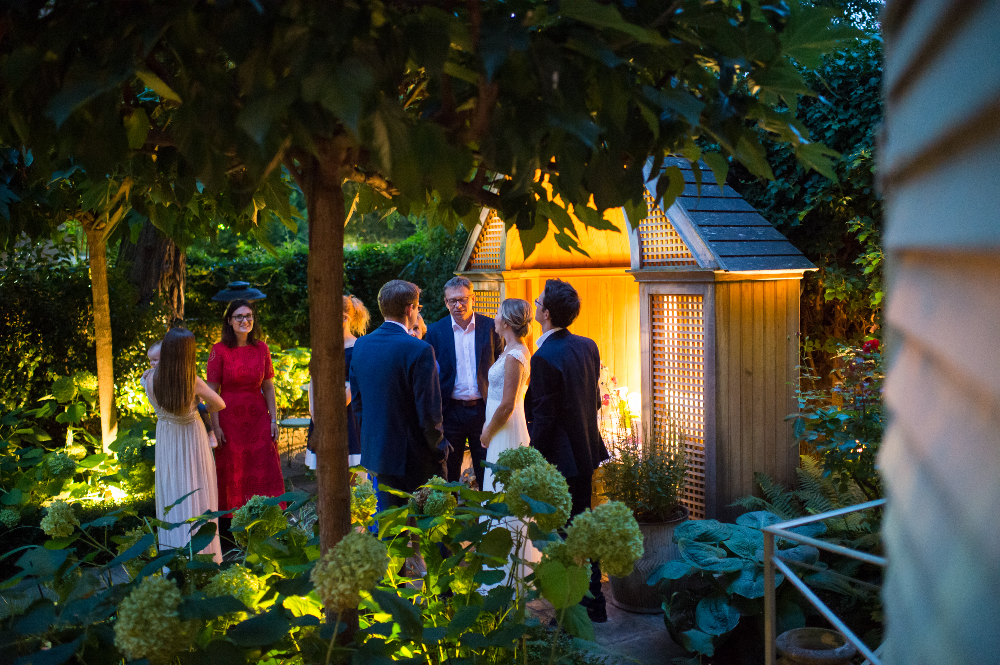 Guests enjoying the wedding celebration at Number Sixteen hotel in London